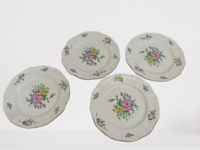 Assiettes vintage bouquet de roses Lunéville Keller et Guérin