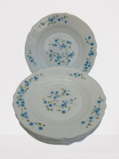 Assiettes creuse Arcopal fleurs bleues modèle Véronica
